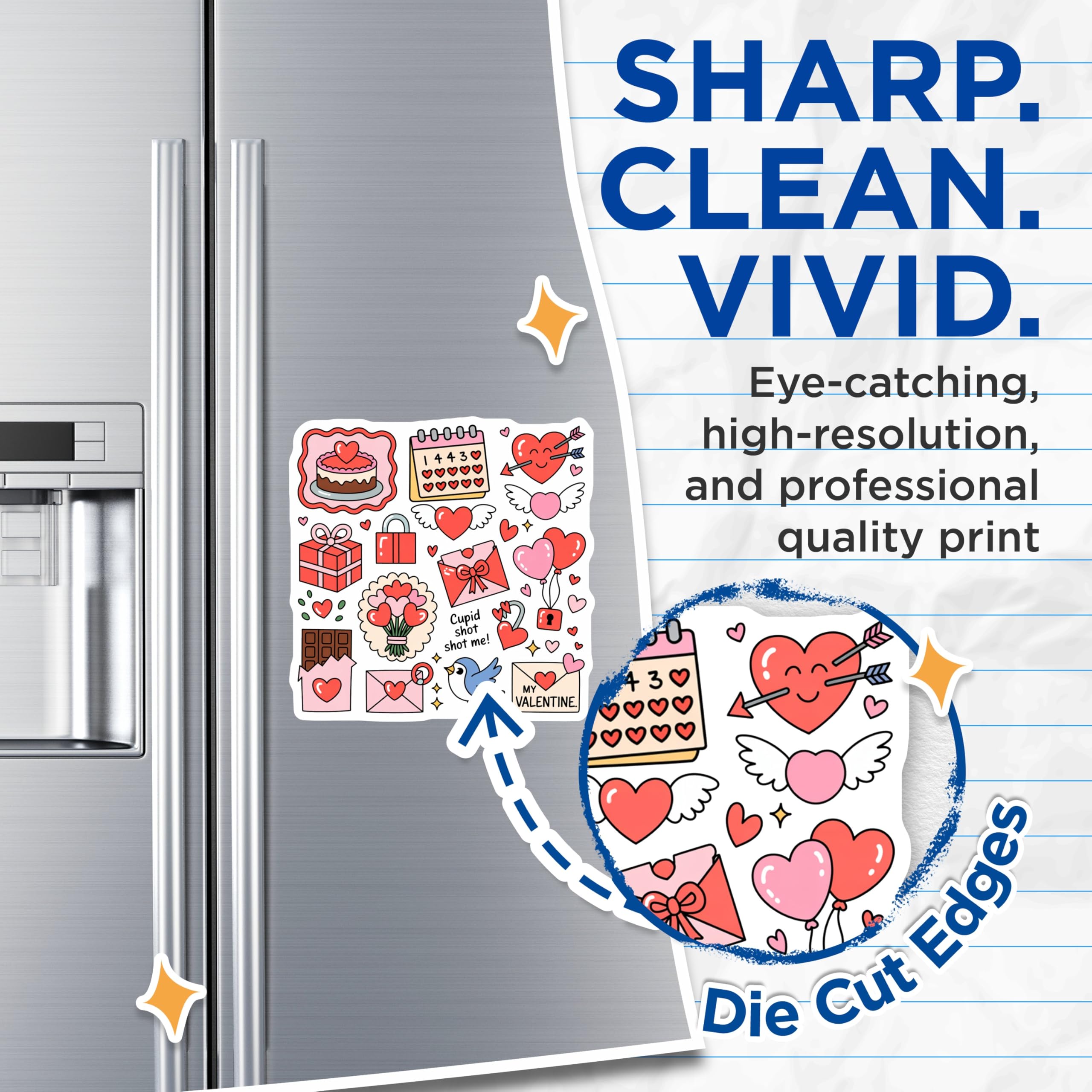 (2 Pack) Valentine Magnets - Hearts and Love - Cute Cupid Design Fridge Decorations - 5" On Longest Side - Premium Magnet - for Cars, Refrigerators, Toolboxes, Lockers - Made in USA - MAG16966