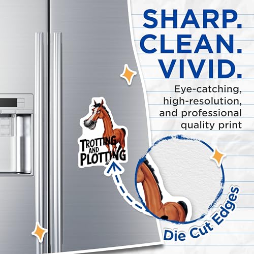 (2 Pack) Funny Horse Magnets - Trotting and Plotting - Horse Humor - Animal Lovers Fridge Magnets - 5" On Longest Side - for Cars, Fridges, Toolboxes - Made in USA - MAG4086