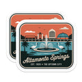 (2 Pack) Altamonte Springs Florida Magnets - Vintage Travel Souvenir - Uptown City Fountain Skyline Art - Cranes Palm Trees - 5 Inches On Longest Side - Thick Durable Magnet - Made in USA - MAG19125