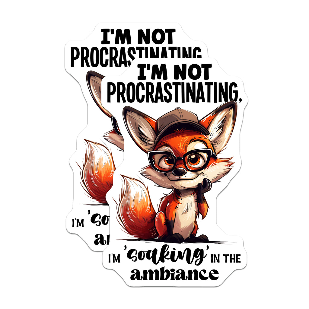 (2 Pack) Funny Procrastination Fox Magnets - Witty Ambiance Quote - Student Office Refrigerator Decor - 5 Inches On Longest Side - Thick Durable Magnet - Made in USA - MAG39776