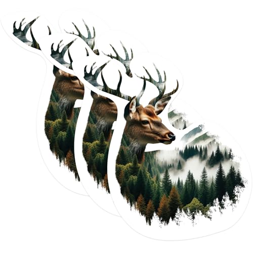 (3 Pack) Deer Forest Decals - Nature Inspired Stickers - Laptop Decal - 3 Inches On Longest Side - Easy Peel & Apply - Made in USA - 3MCS1139