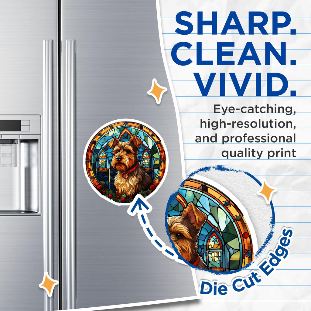 (2 Pack) Yorkshire Terrier Dog Magnets - Stained Glass Art Yorkie - Pet Owner Refrigerator Decor Accent - 5 Inches On Longest Side - Thick Durable Magnet - Made in USA - MAG24808