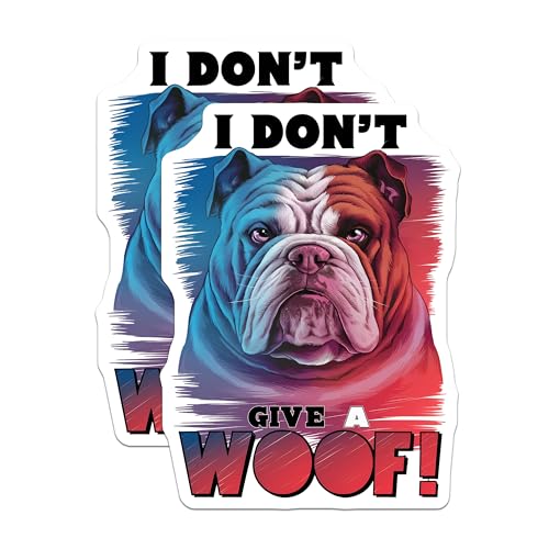(2 Pack) Dog Lover Magnets Magnets - Funny Bulldog - I Don't Give a Woof Decor - 5" On Longest Side - Made in USA - Sticks to Refrigerators & Metal Surfaces - MAG8522