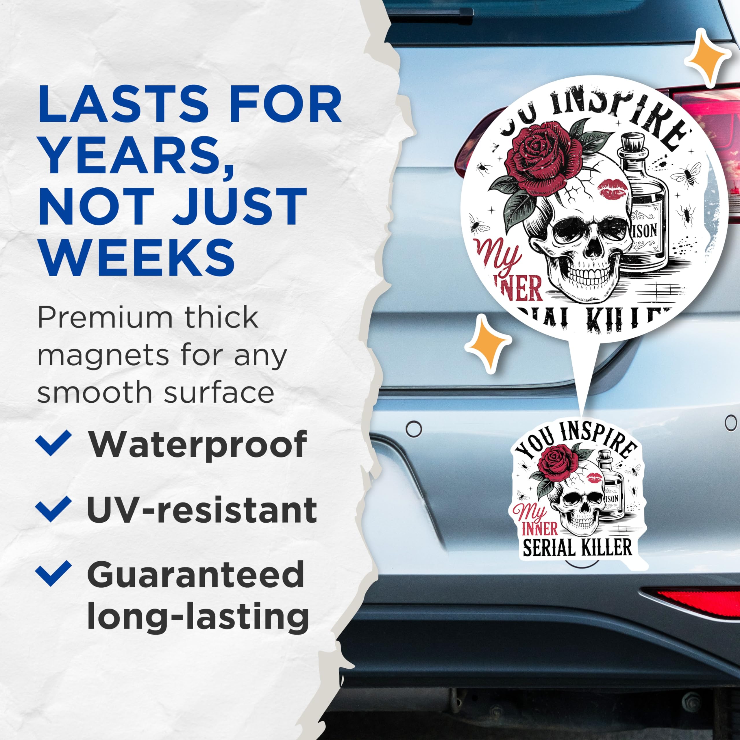 (2 Pack) Serial Killer Magnets - Dark Humor Decor - Goth Home Goods - 5" On Longest Side - Premium Magnet - for Cars, Refrigerators, Toolboxes, Lockers - Made in USA - MAG16616