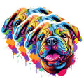 (3 Pack) Bulldog Decals - Colorful Dog Stickers - Laptop Decal - 3 Inches On Longest Side - Easy Peel & Apply - Made in USA - 3MCS0675