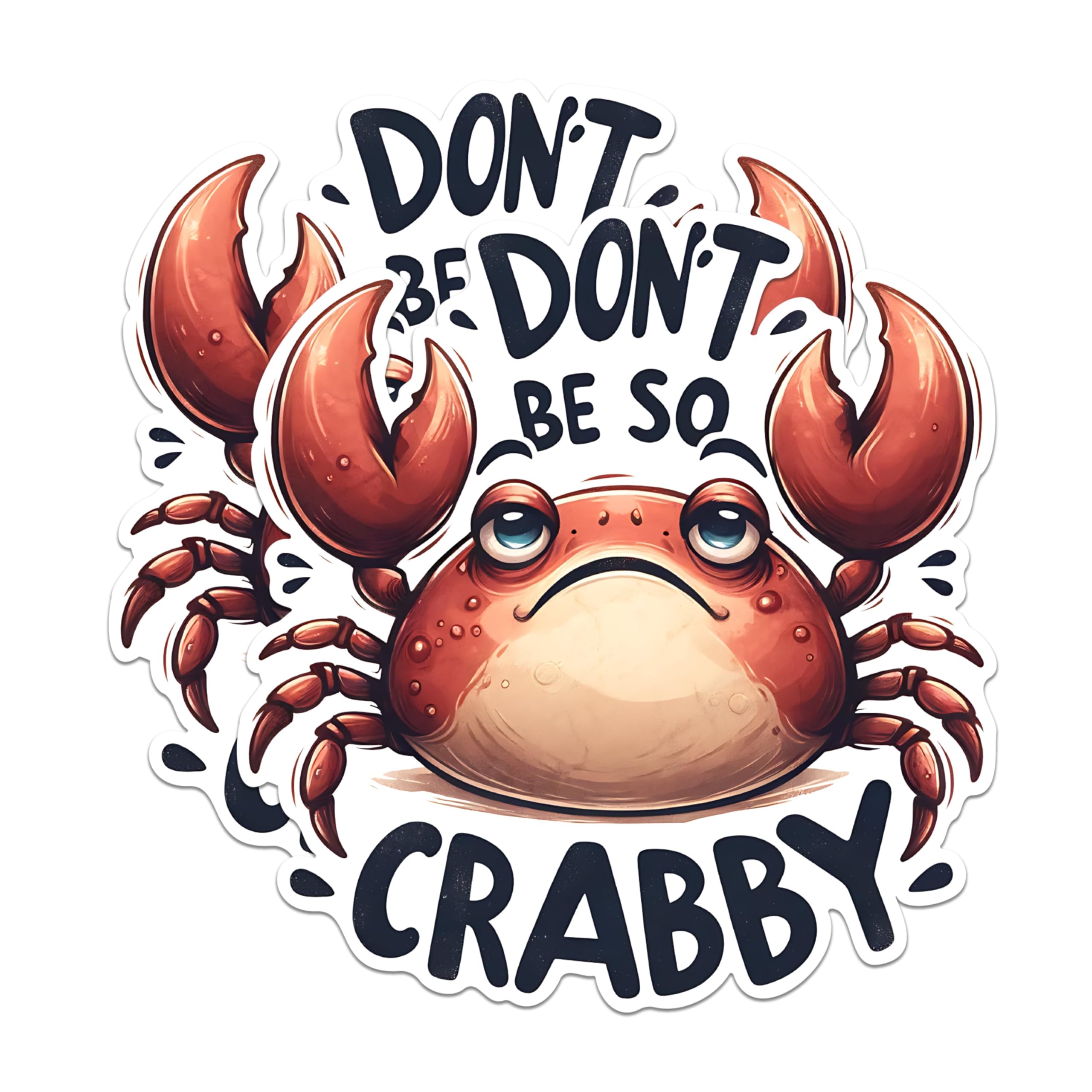 (2 Pack) Funny Crabby Stickers - Don't Be So Crabby Stickers - Cute Crab Stickers - 5" On Longest Side - Sticks to Any Smooth Flat Surface - Made in USA - BMCS2653