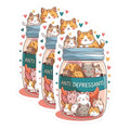 (3 Pack) Anti Depressants Cats Decals - Funny Cat Jar Decals - Cat Lover Present - 3 Inches On Longest Side - Easy Peel & Apply - Made in USA - 3MCS8377