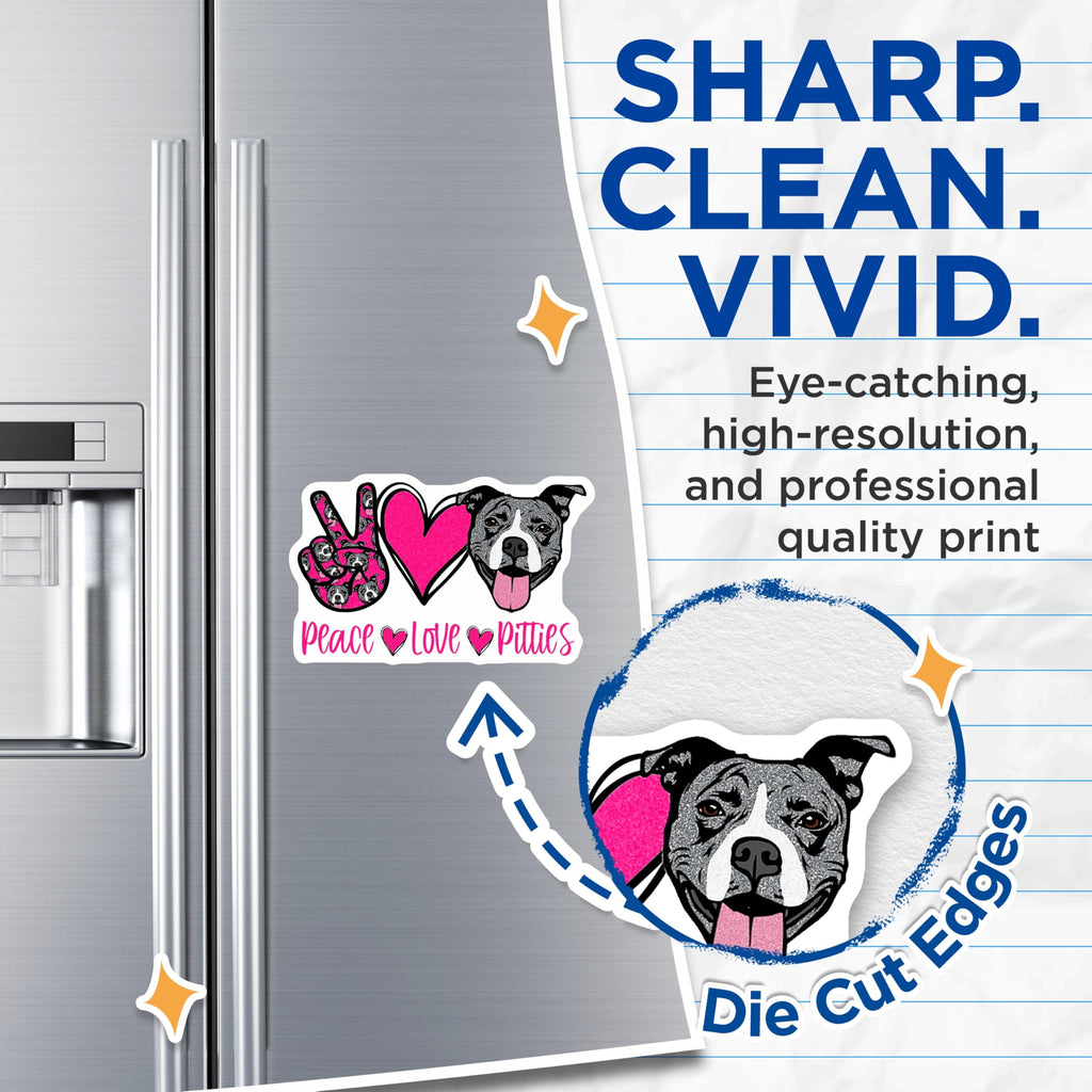 (2 Pack) Peace Love Pitties Magnets - Pit Bull Dog Lover - Bully Breed Decor - Pitbull Mom Accessories - Cute Dog Magnets - 5 Inches On Longest Side - Thick Durable Magnet - Made in USA - MAG26335