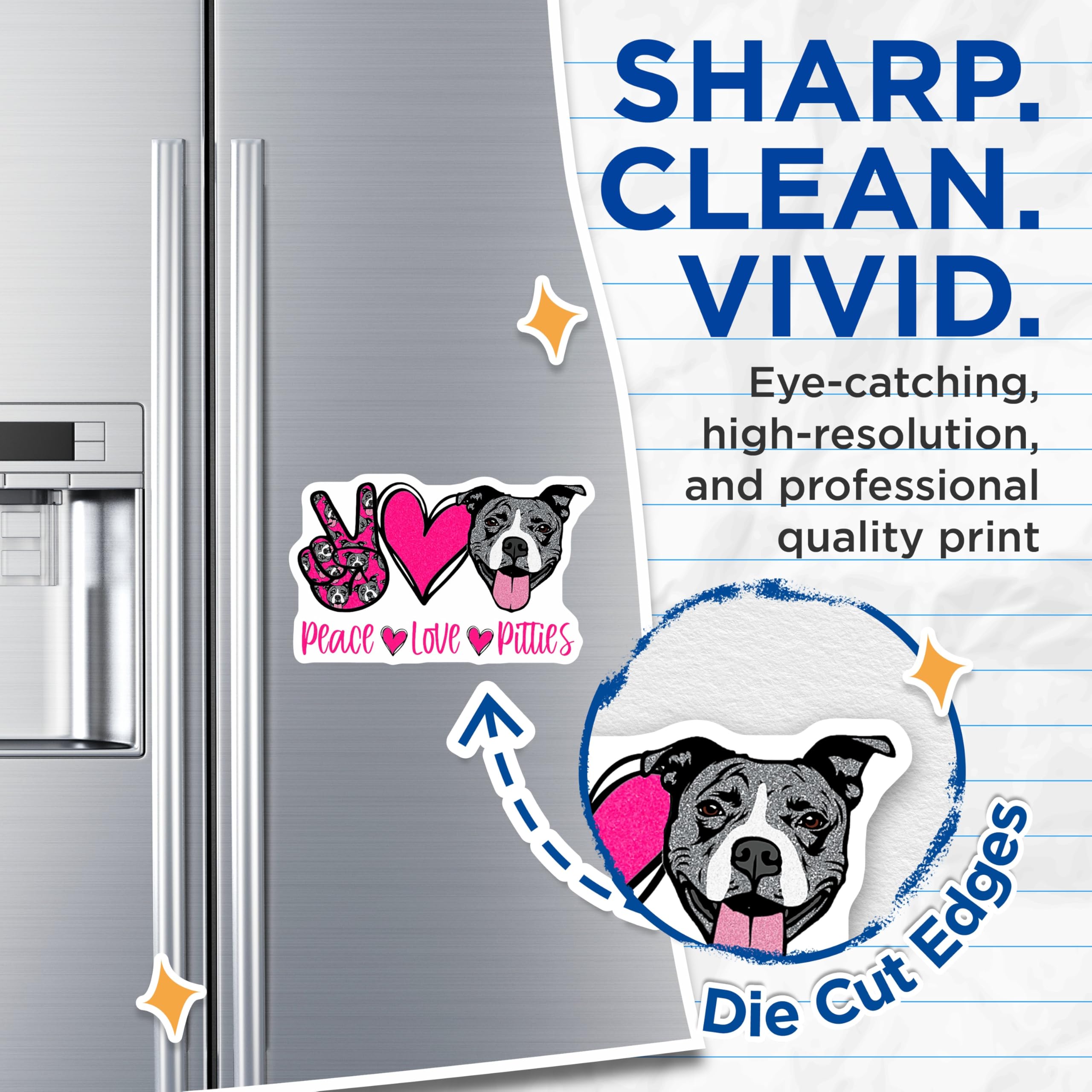 (2 Pack) Peace Love Pitties Magnets - Pit Bull Dog Lover - Bully Breed Decor - Pitbull Mom Accessories - Cute Dog Magnets - 5 Inches On Longest Side - Thick Durable Magnet - Made in USA - MAG26335