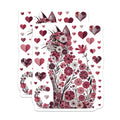 (2 Pack) Floral Cat Stickers - Heart Flower Kitty - Unique Valentine's Decals - 5" On Longest Side - Sticks to Smooth Flat Surfaces - Made in USA - BMCS14929
