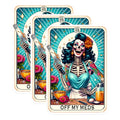 (3 Pack) Crazy Baker Decals - Skeleton Chef - Tattooed Skull Lady Decals - 3 Inches On Longest Side - Easy Peel & Apply - Made in USA - 3MCS1329