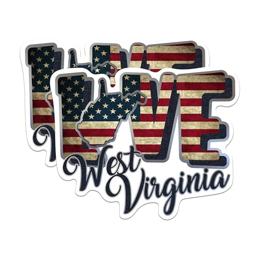 (2 Pack) West Virginia Love State Magnets - WV State USA Flag - Choose from 50 States - 5" On Longest Side - Premium Magnet - for Cars, Refrigerators, Toolboxes, Lockers - Made in USA - MAG1454