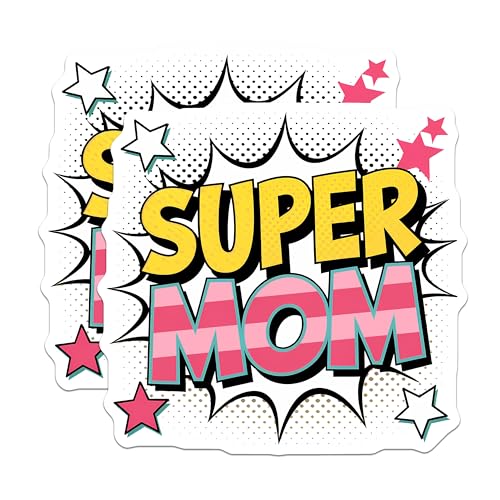 (2 Pack) Super Mom Magnets - Mother's Day Decor - 5" On Longest Side - for Cars, Fridges, Toolboxes - Made in USA - MAG7710