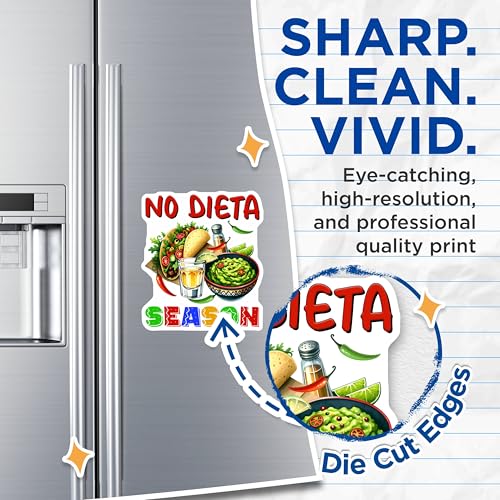 (2 Pack) No Diet Season Magnets - Fun Kitchen Decor - Taco Night Theme - 5" On Longest Side - for Cars, Fridges, Toolboxes - Made in USA - MAG8221