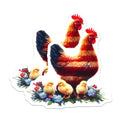 (2 Pack) Rooster with Chicks Stickers - Farm Animal Stickers - Chicken Family Stickers - 5" On Longest Side - Sticks to Smooth Flat Surfaces - Made in USA - BMCS6691