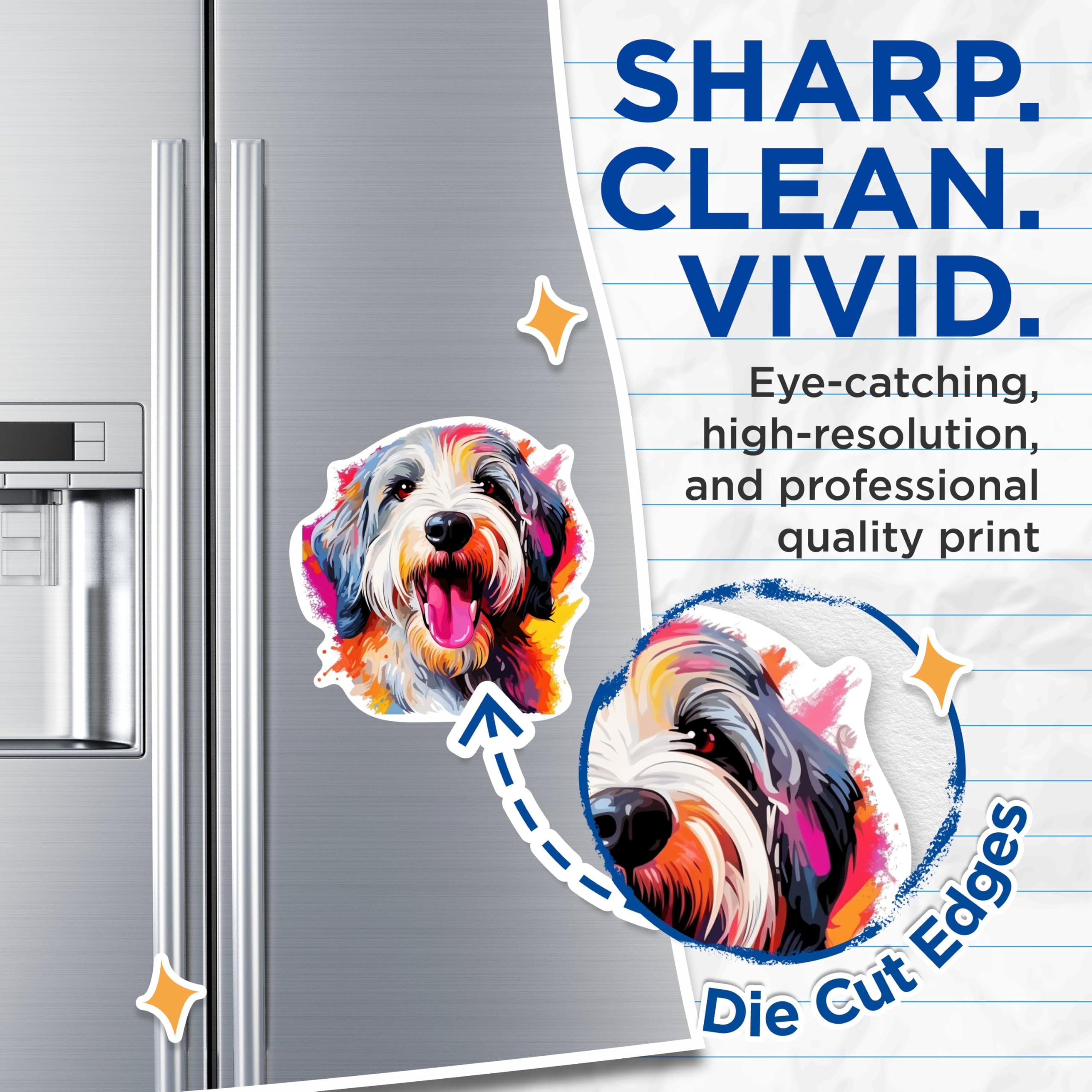 (2 Pack) Old English Sheepdog Dog Breed Magnets - 5 Inches On Longest Side - Choose from Over 100 Dog Breeds - for Cars, Refrigerators, Toolboxes - Made in USA - MAG1908