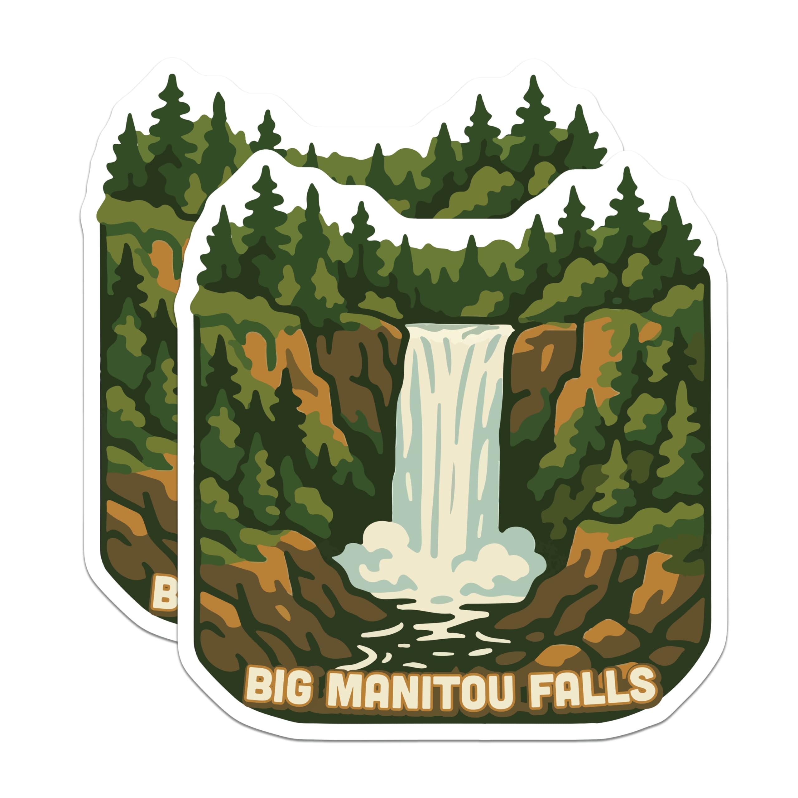(2 Pack) Big Manitou Falls Magnets - Wisconsin State Park Scenery - Majestic Waterfall Art - Northwoods Travel Keepsake - 5 Inches On Longest Side - Thick Durable Magnet - Made in USA - MAG19631