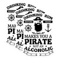 (3 Pack) Funny Pirate Decals - Drinking Rum Before Noon - Pirate Life Laptop Decals - 3 Inches On Longest Side - Easy Peel & Apply - Made in USA - 3MCS7477