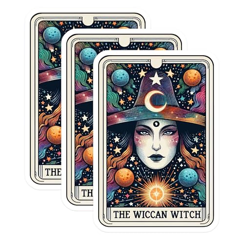 (3 Pack) Wiccan Witch Decals - Tarot Card - Laptop Decal - 3 Inches On Longest Side - Easy Peel & Apply - Made in USA - 3MCS4283