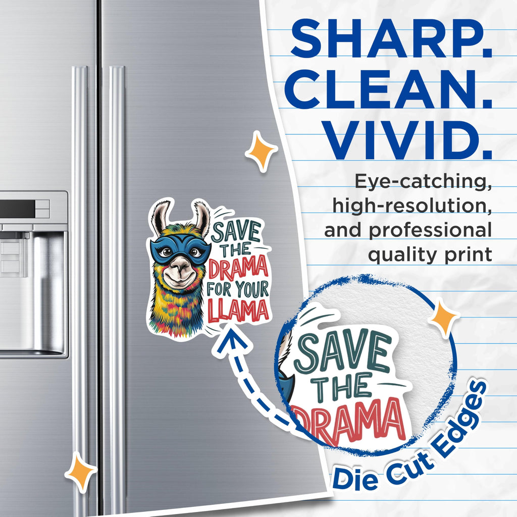 (2 Pack) Save The Drama for Your Llama Magnets - Funny Punny Animal Lover Magnet - 5 Inches On Longest Side - Premium Magnet - for Cars, Refrigerators, Toolboxes - Made in USA - MAG2030