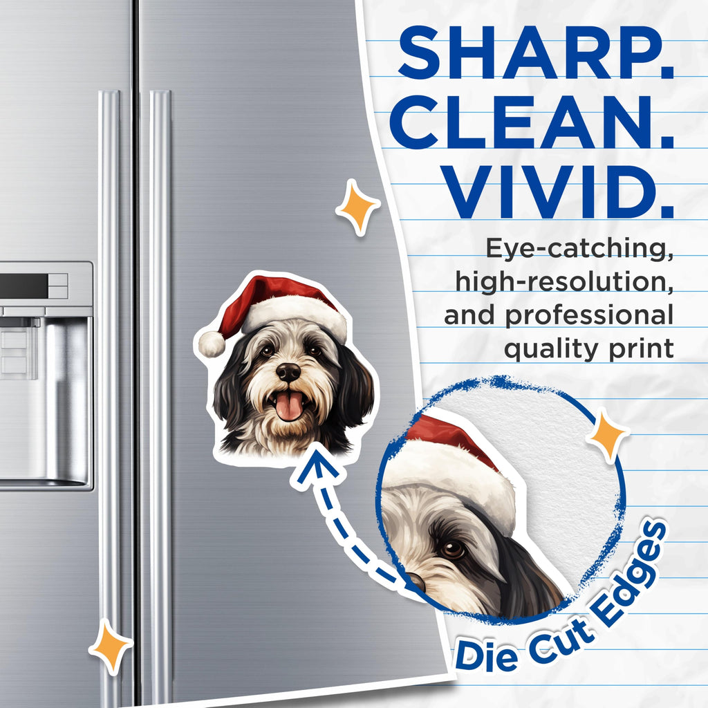 (2 Pack) Christmas Dog Magnets - Santa Hat Pet Decor - Holiday Fridge Magnets - 5 Inches On Longest Side - Thick Durable Magnet - Made in USA - MAG25334