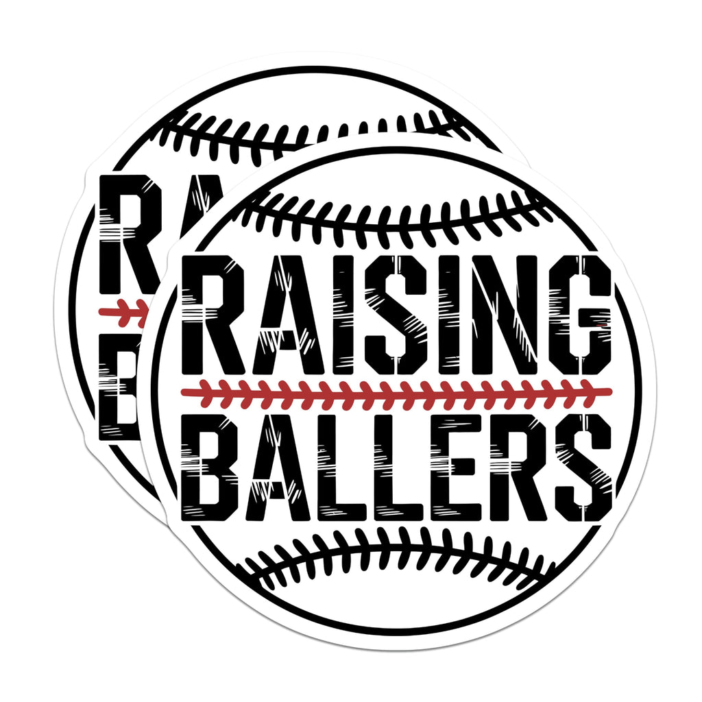 (2 Pack) Raising Ballers Magnets - Baseball Mom Dad Supporter - Youth Sports Fan Locker - 5 Inches On Longest Side - Thick Durable Magnet - Made in USA - MAG22619