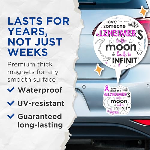 (2 Pack) Alzheimer's Awareness Magnets Magnets - Love Someone with Alzheimer's - 5" On Longest Side - Made in USA - Sticks to Refrigerators & Metal Surfaces - MAG8902