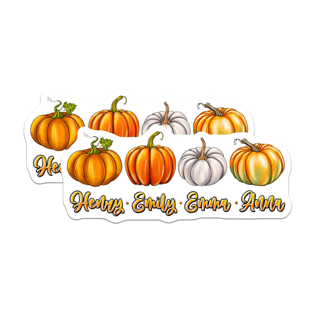 (2 Pack) Personalized Pumpkin Magnets - Fall Family Names - Autumn Kitchen Decor - 5 Inches On Longest Side - Thick Durable Magnet - Made in USA - MAG25028