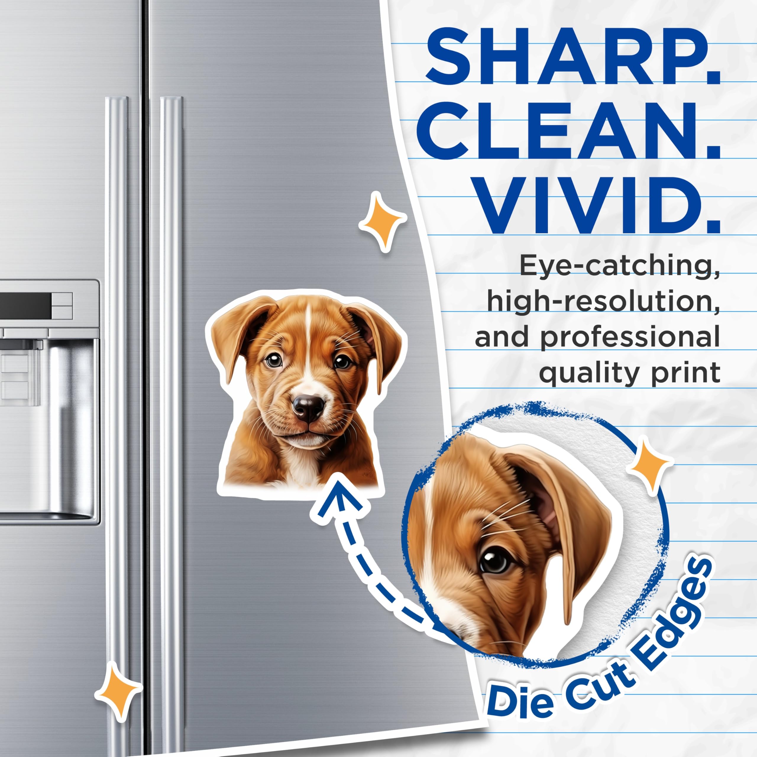 (2 Pack) Cute Puppy Magnets - Adorable Pet Lover Decor - Dog Mom Dad Fridge Locker Display - 5 Inches On Longest Side - Thick Durable Magnet - Made in USA - MAG29890