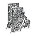(2 Pack) Rhode Island State Map Magnets - Intricate Mandala Floral Art - RI State Outline Refrigerator Decor - 5 Inches On Longest Side - Thick Durable Magnet - Made in USA - MAG19013