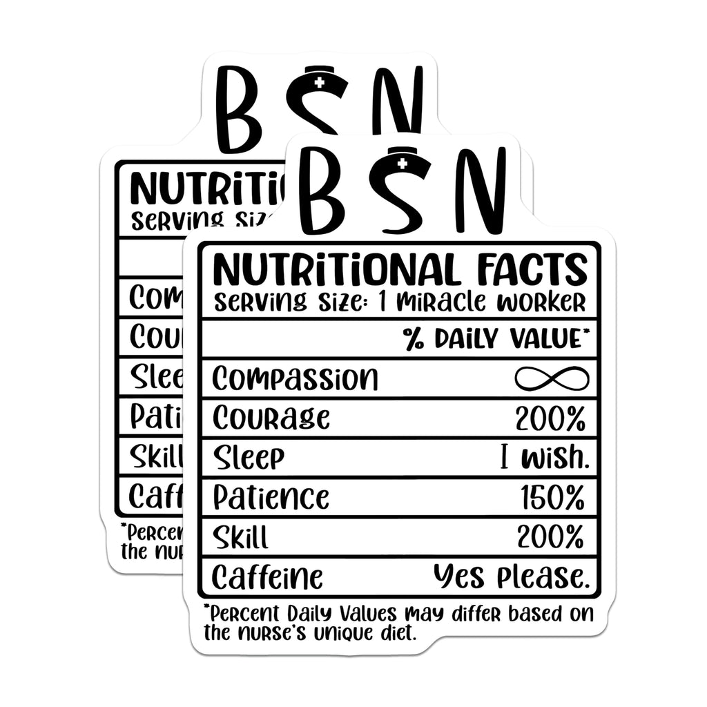 (2 Pack) Nurse Nutritional Facts Magnets - BSN Magnet - Miracle Worker Magnets - 5" On Longest Side - Premium Magnet - for Cars, Refrigerators, Toolboxes, Lockers - Made in USA - MAG14163