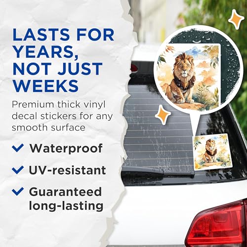 (2 Pack) Majestic Lion Stickers - Animal Art - Wildlife Decals - 5" On Longest Side - Sticks to Smooth Flat Surfaces - Made in USA - BMCS8694