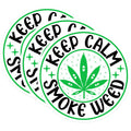 (3 Pack) Keep Calm Smoke Weed Decals - Pot Leaf Sticker - Laptop Decals - 3 Inches On Longest Side - Easy Peel & Apply - Made in USA - 3MCS7699