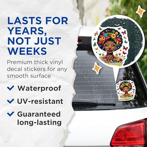 (2 Pack) Believe Stickers - Inspirational Art - Butterfly and Flower - 5" On Longest Side - Sticks to Smooth Flat Surfaces - Made in USA - BMCS7369