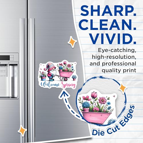 (2 Pack) Welcome Spring Magnets - Gnome Decor - Seasonal Home Decoration - 5" On Longest Side - for Cars, Fridges, Toolboxes - Made in USA - MAG7998