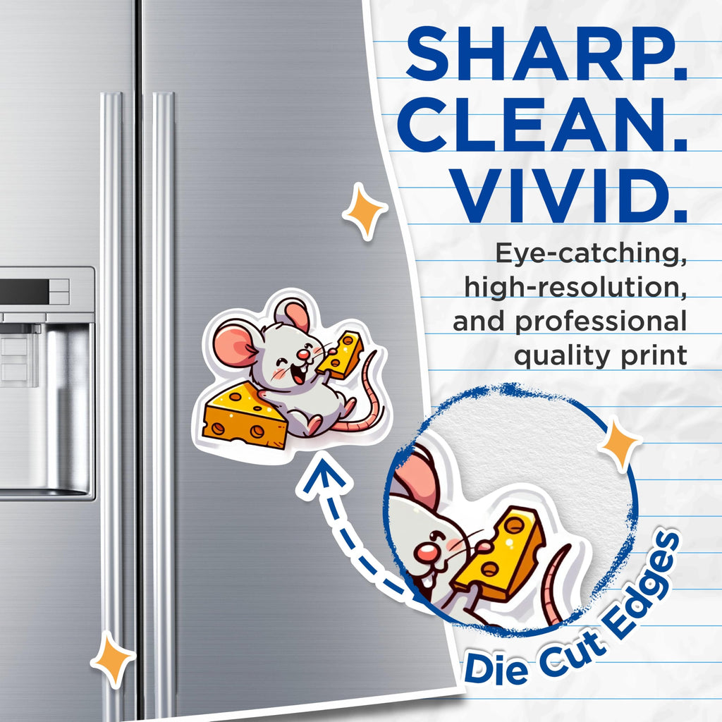 (2 Pack) Mouse Eating Cheese Laughing Magnets - Laughing Mouse Cheese Magnets - 5 Inches On Longest Side - Premium Magnet - for Cars, Refrigerators, Toolboxes - Made in USA - MAG2125