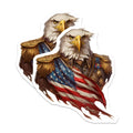 (2 Pack) Bald Eagle Stickers - American Flag Patriotism - Military Veteran Design - 5" On Longest Side - Sticks to Smooth Flat Surfaces - Made in USA - BMCS20297