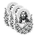 (3 Pack) Jesus Christ Decals - Floral Jesus Art - Religious Decal for Laptop - 3 Inches On Longest Side - Easy Peel & Apply - Made in USA - 3MCS6076