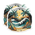 (2 Pack) Sunset Beach Scene Magnets Magnets - Tropical Wave Art - Coastal Ocean Decor - 5" On Longest Side - Made in USA - Sticks to Refrigerators & Metal Surfaces - MAG9254