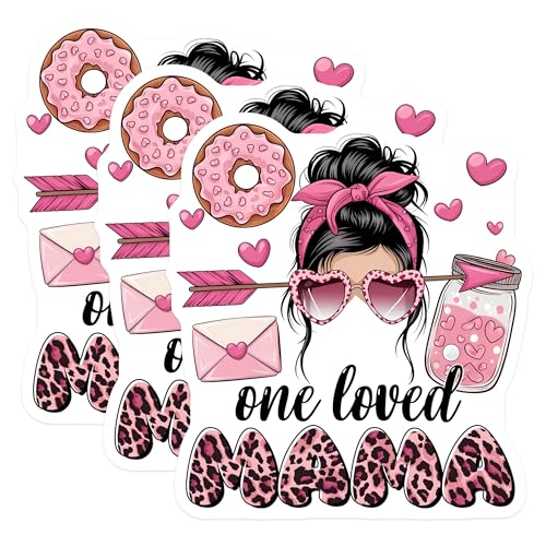 (3 Pack) One Loved Mama Decals - Leopard Print Mama - Trendy Mom Decals - 3 Inches On Longest Side - Easy Peel & Apply - Made in USA - 3MCS6466