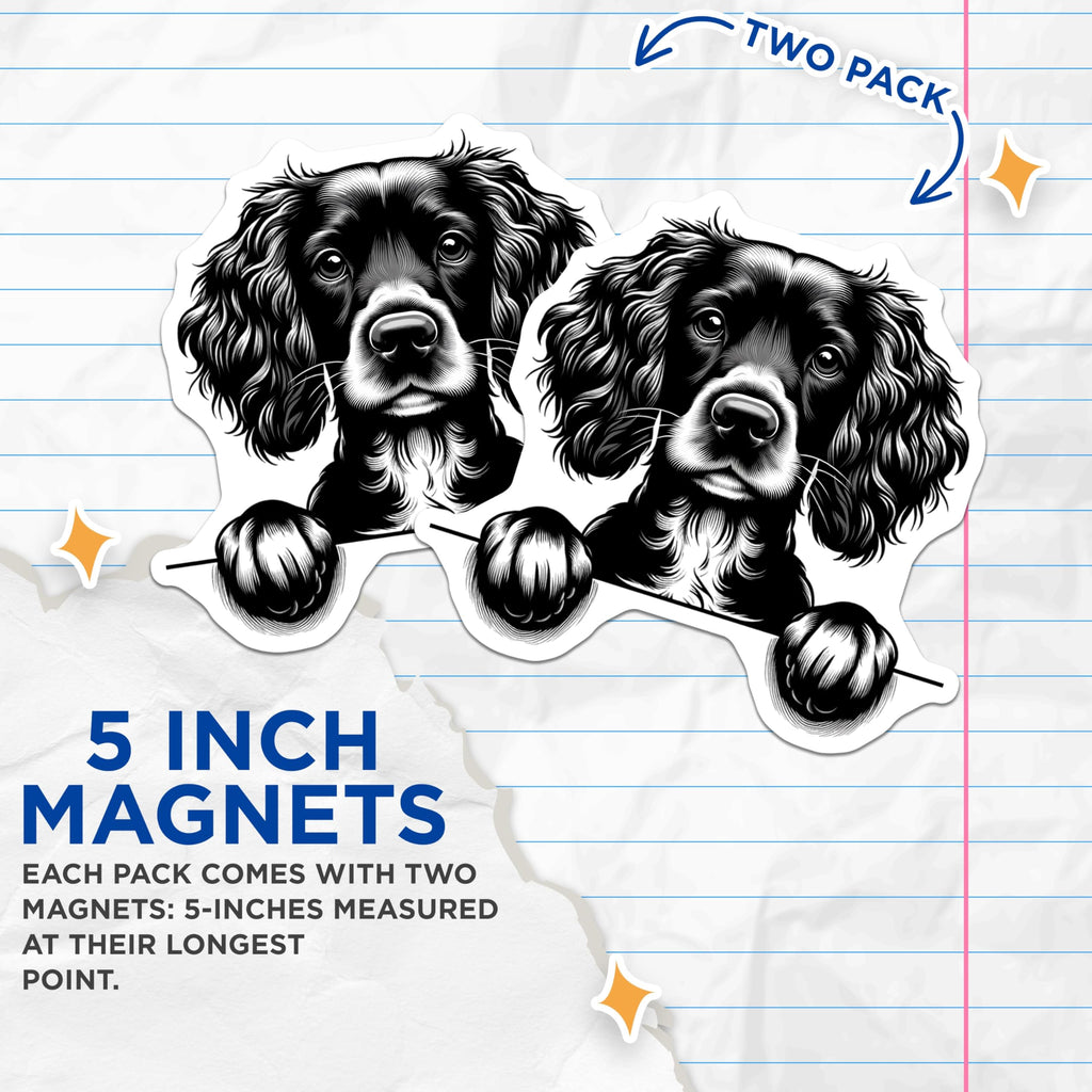 (2 Pack) Cocker Spaniel Magnets - Dog Breed Art - Cute Pet Decor - 5" On Longest Side - Premium Magnet - for Cars, Refrigerators, Toolboxes, Lockers - Made in USA - MAG15192