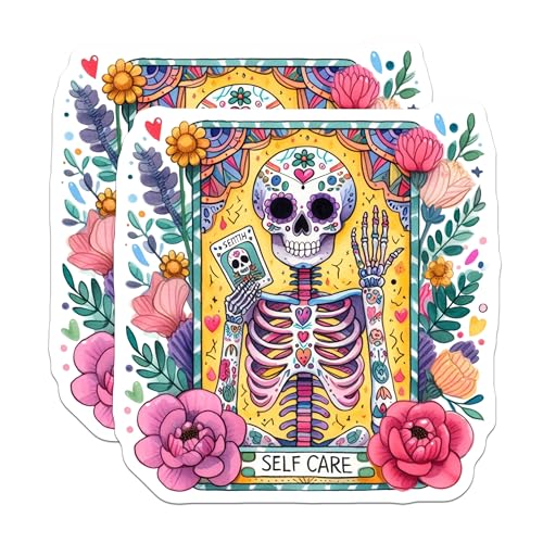 (2 Pack) Day of The Dead Decor Magnet - Floral Skull Art - 5" On Longest Side - Sticks to Smooth Flat Surfaces - Made in USA - MAG9402