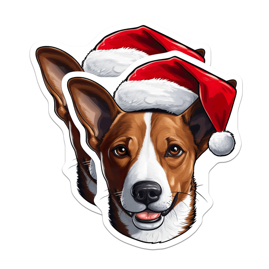 (2 Pack) Christmas Dog Magnets - Santa Hat Basenji Magnets - Festive Holiday Pet Decor - Animal Lover Collectibles - 5 Inches On Longest Side - Thick Durable Magnet - Made in USA - MAG23970