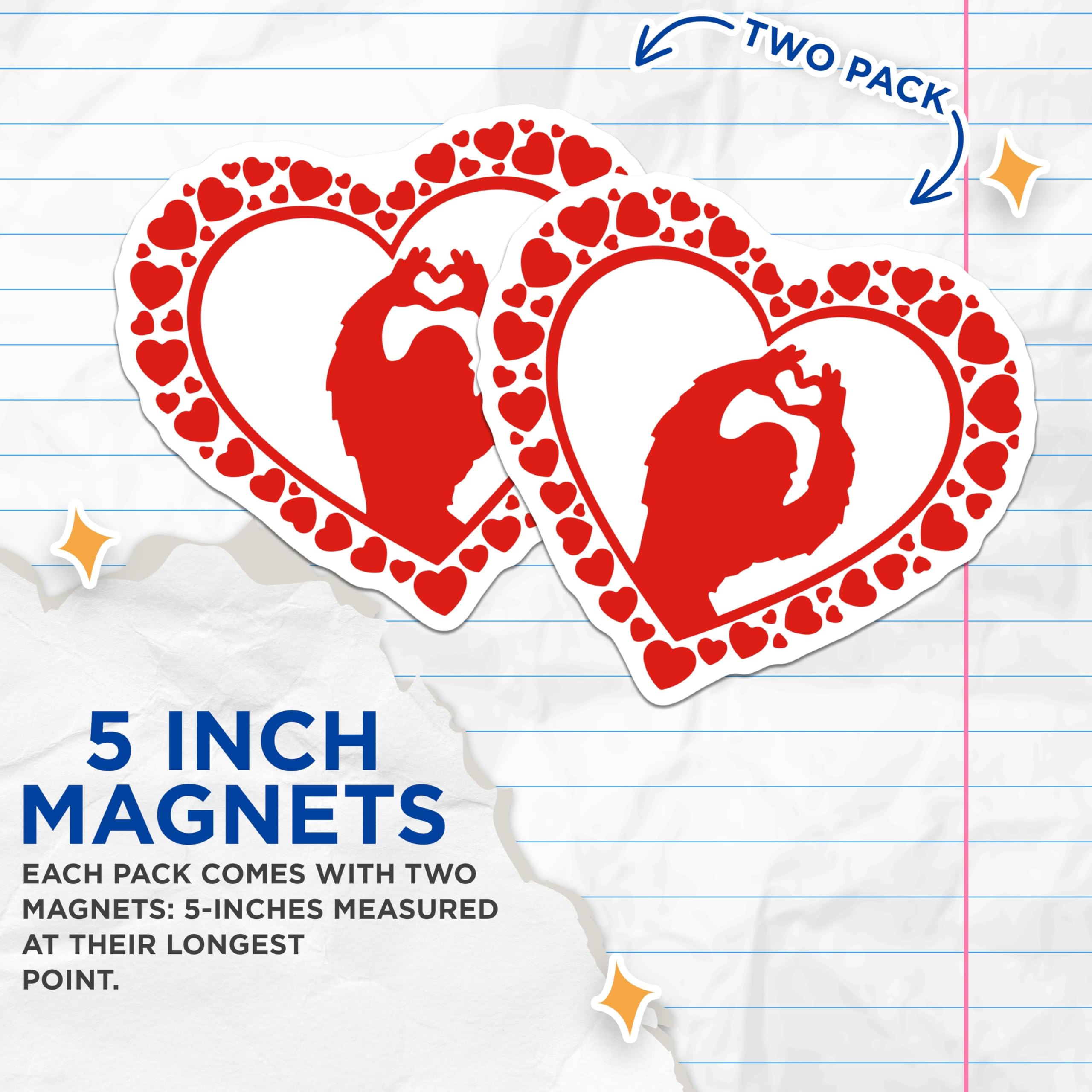 (2 Pack) Bigfoot Heart Hands Magnets - Love Sasquatch Decor - Valentine Cryptid Creature - 5 Inches On Longest Side - Thick Durable Magnet - Made in USA - MAG21107