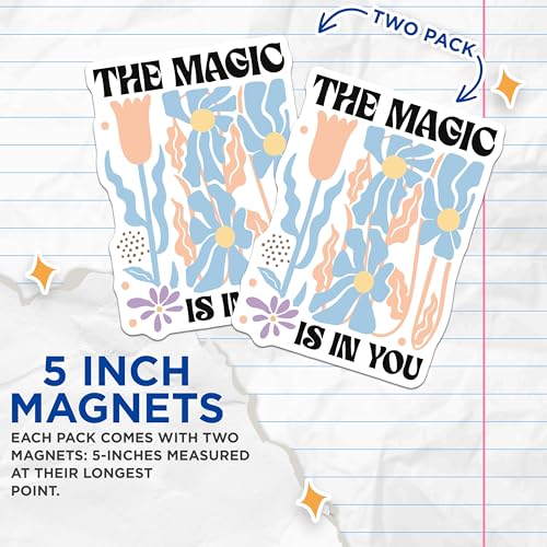 (2 Pack) Inspirational Quote Magnets - Flower Design Magnets - Positive Message Fridge - 5" On Longest Side - for Cars, Fridges, Toolboxes - Made in USA - MAG3841