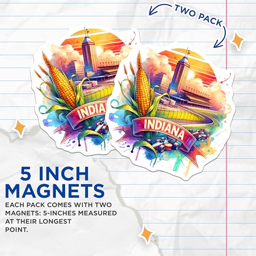 (2 Pack) Indiana Magnets - Racing Car Art - Scenic View Magnets - 5" On Longest Side - for Cars, Fridges, Toolboxes - Made in USA - MAG7021