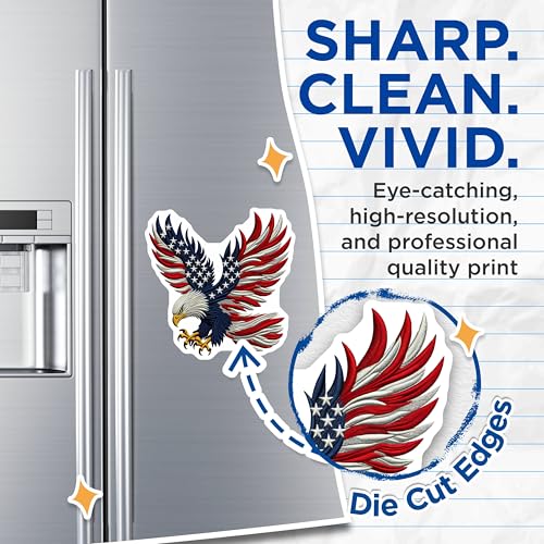 (2 Pack) American Flag Eagle Magnets - Patriotic Home Decor - USA Pride - Detailed Bald Eagle Art - Fridge Magnets - 5" On Longest Side - for Cars, Fridges, Toolboxes - Made in USA - MAG7155