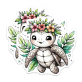 (2 Pack) Floral Turtle Decoration Magnet - 5" On Longest Side - Sticks to Smooth Flat Surfaces - Made in USA - MAG10090