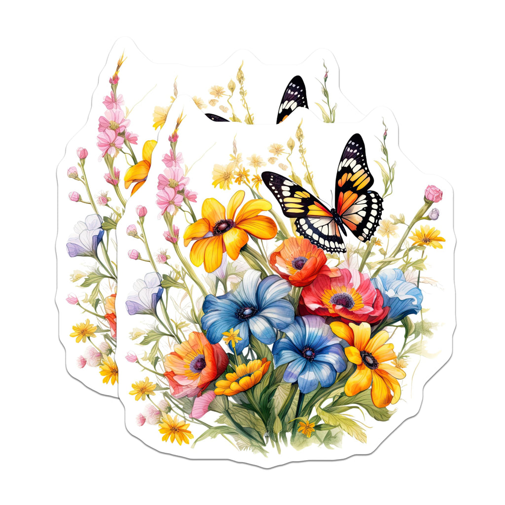 (2 Pack) Butterfly Flower Magnets - Floral Decor - Botanical Fridge Magnets - 5" On Longest Side - Premium Magnet - for Cars, Refrigerators, Toolboxes, Lockers - Made in USA - MAG15400