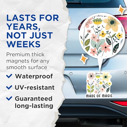 (2 Pack) Inspirational Flower Magnets - Positive Quote Magnets - Motivational Magnet - 5" On Longest Side - for Cars, Fridges, Toolboxes - Made in USA - MAG3862